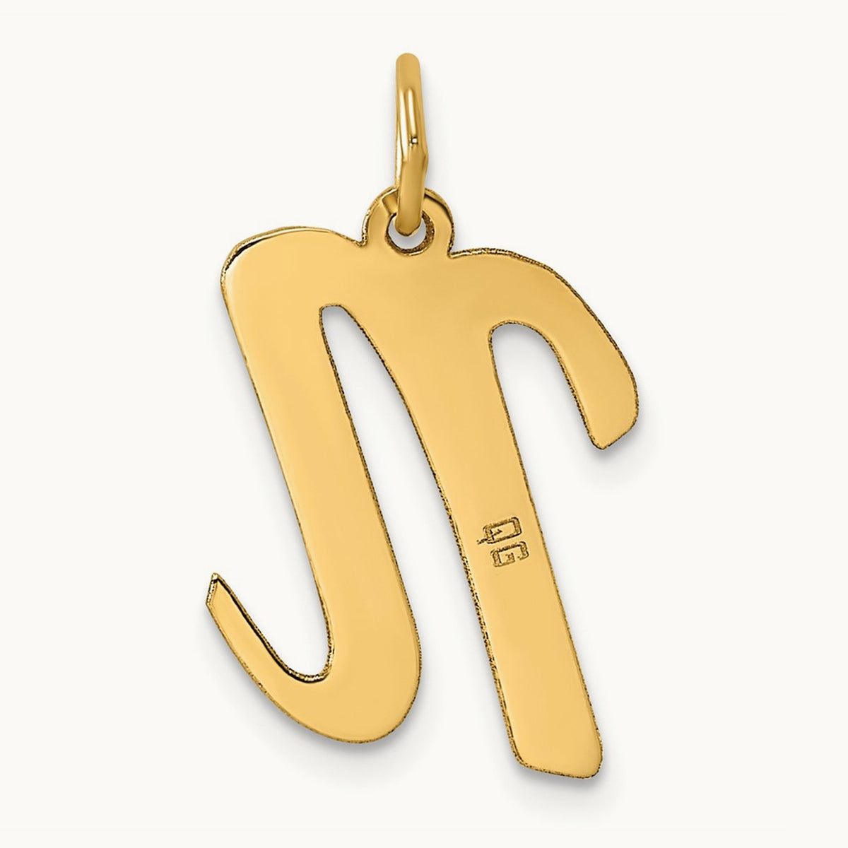 Large Script Initial Charm — 14K Yellow Gold, N
