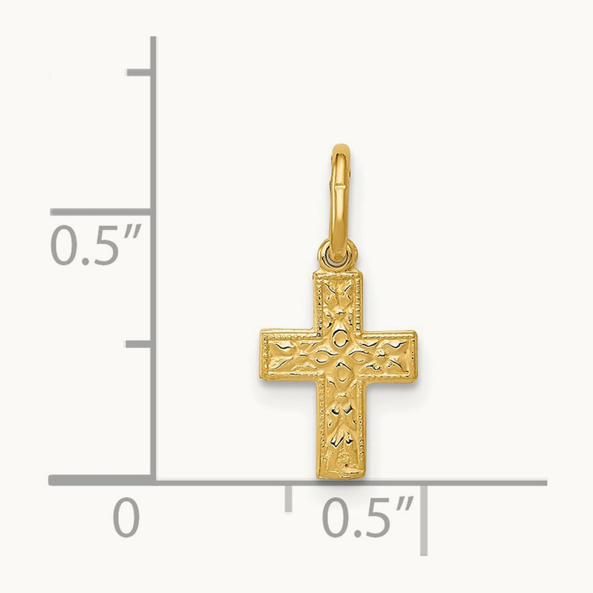 Floral Cross Charm — 14K Yellow Gold