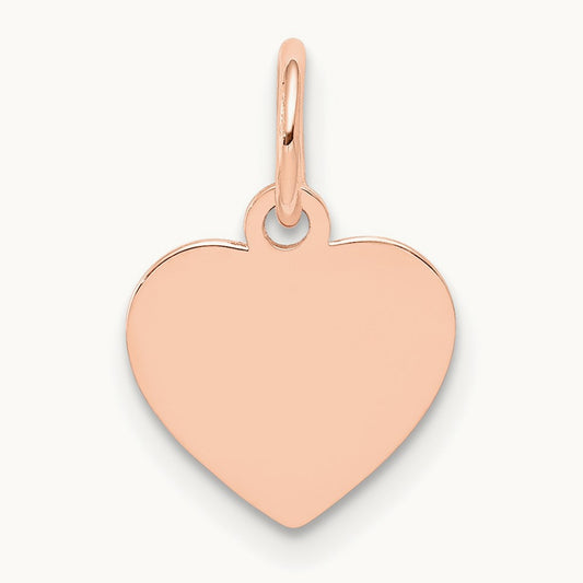 Plain .018 Gauge Engraveable Heart Disc Charm, 14K Rose Gold