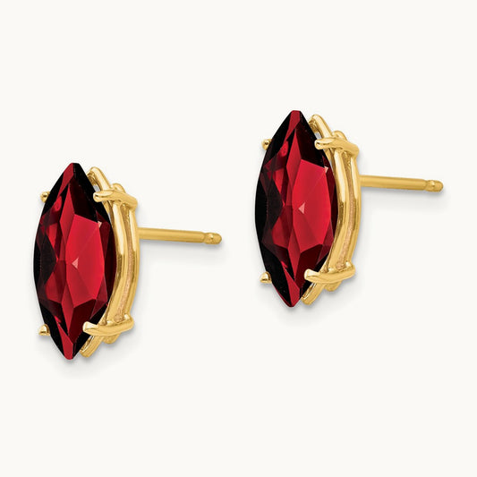 Garnet Marquise Stud Earring, 14K
