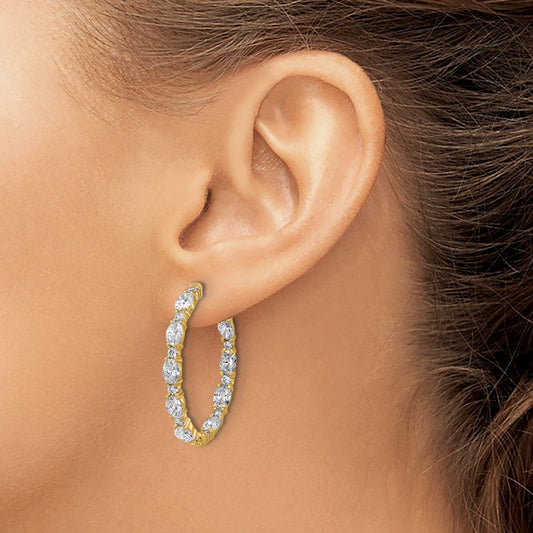 Oval & Round in/Out Hoop Earrings, 5.25 ct tw Lab-Grown Diamond — 14K Yellow Gold