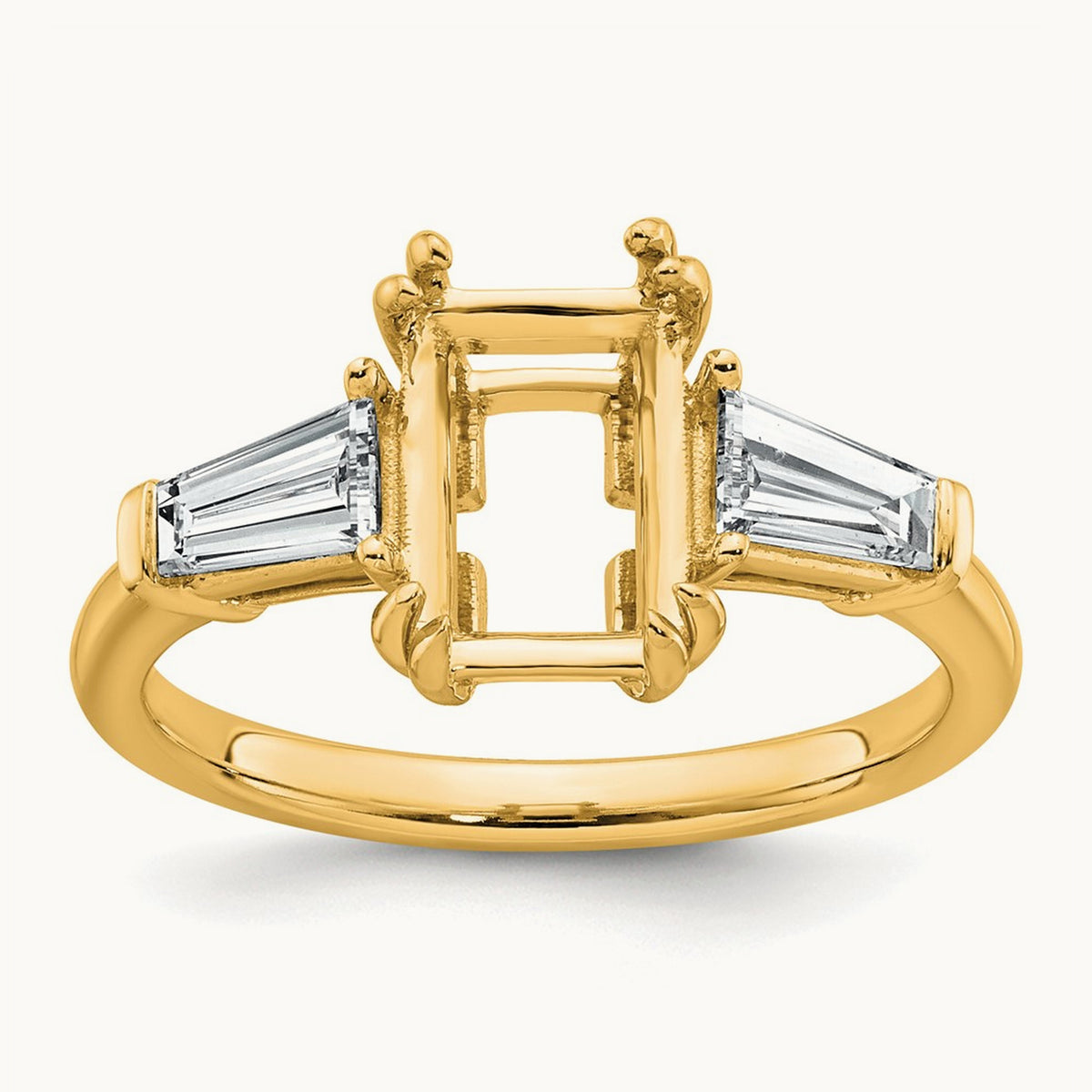 Emerald Center Semi-Mount Engagement Ring — 14K Yellow Gold, 7/8 ct, 7