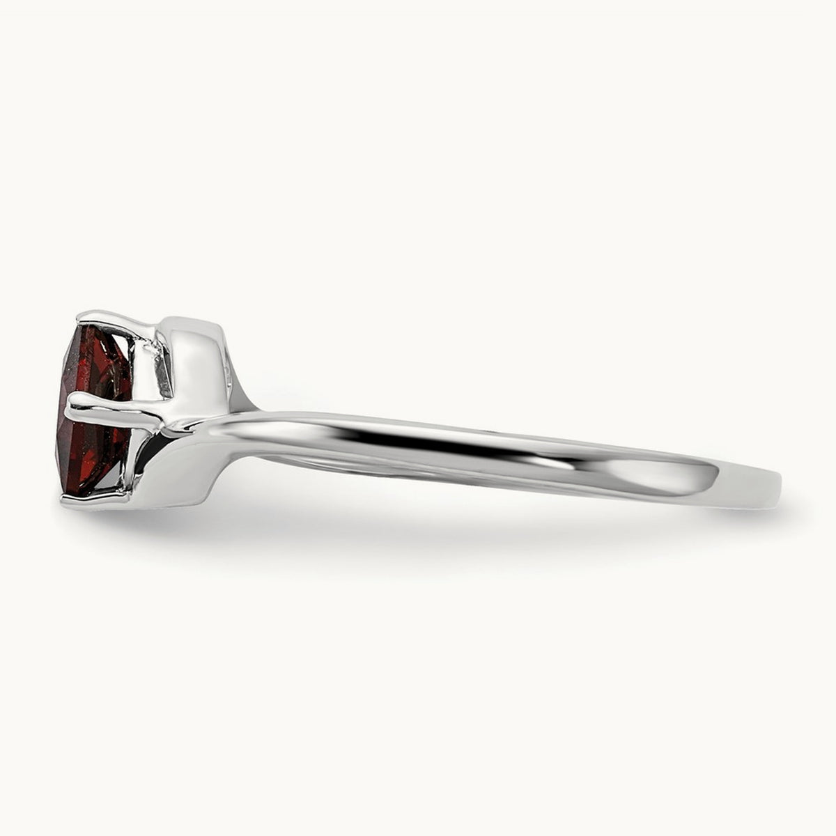 Princess Cut Garnet Ring — 14K White Gold