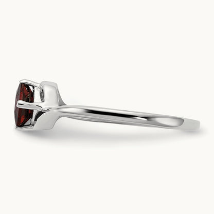 Princess Cut Garnet Ring — 14K White Gold