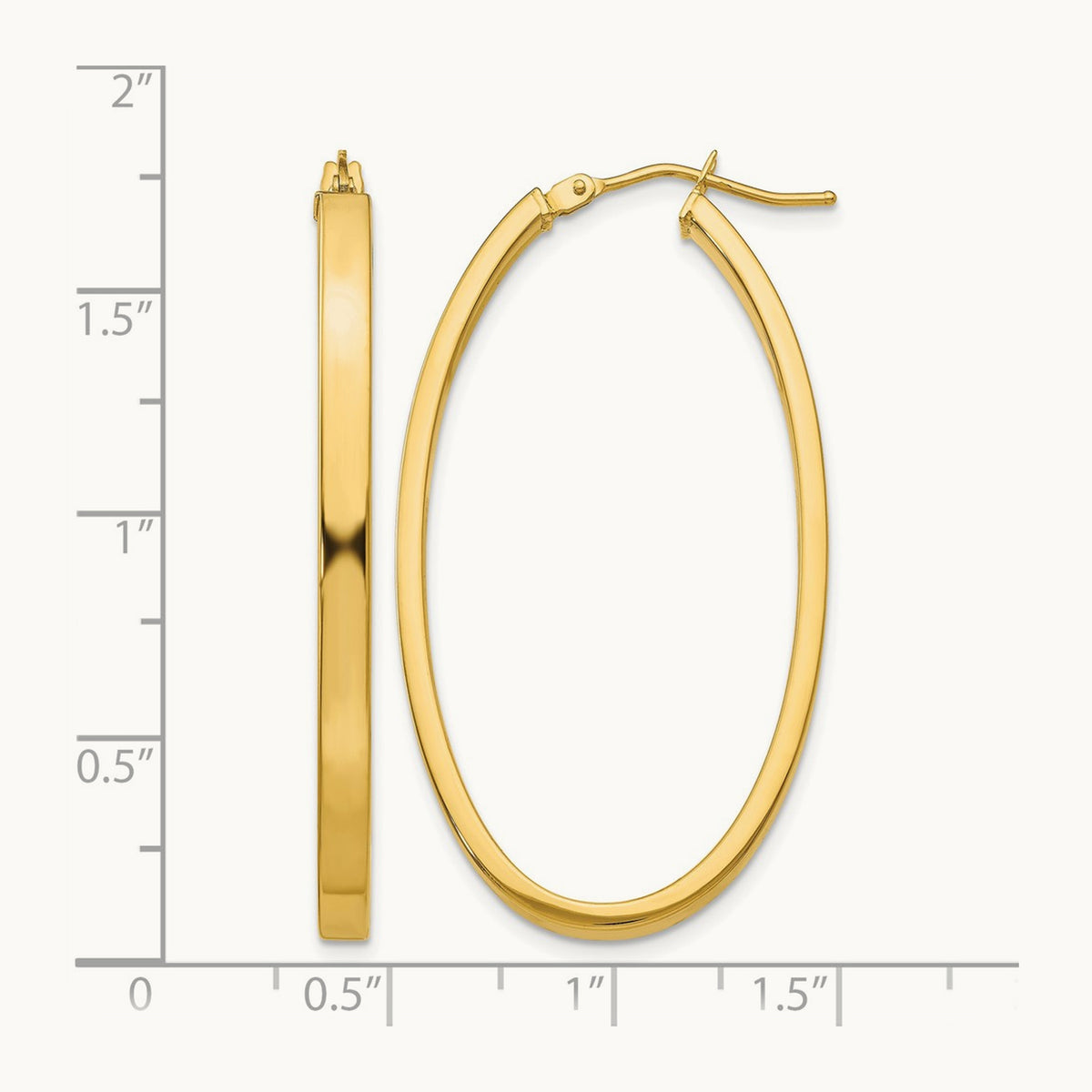Polished Oval Hoop Earrings — 3mm