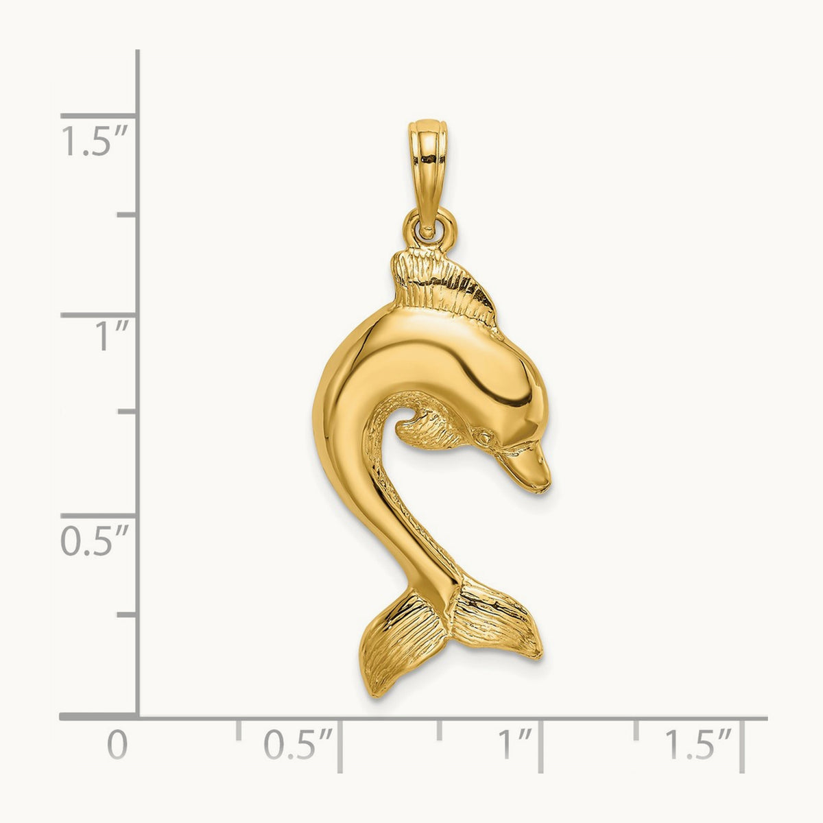 2-D Polished Dolphin Jumping Charm, 14K