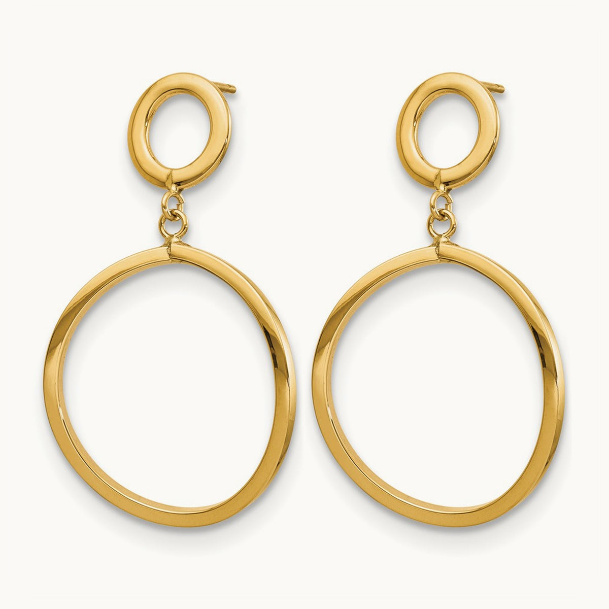 Polished Round Post Dangle Earrings, 10K — Leslie's
