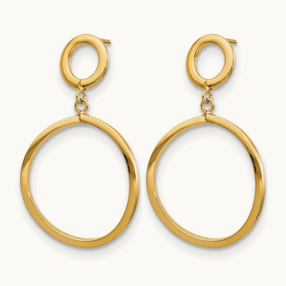 Polished Round Post Dangle Earrings, 10K — Leslie's