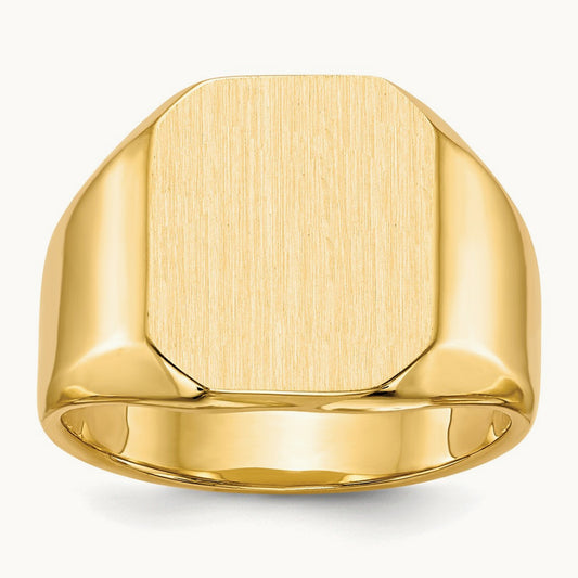 13.0x15. Closed Back Mens Signet Ring, 5mm, 14K