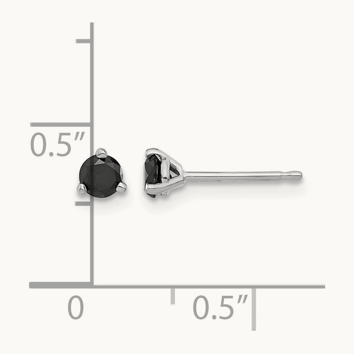 Black Diamond Stud Earrings — 14K White Gold, 4mm, 0.36 ct