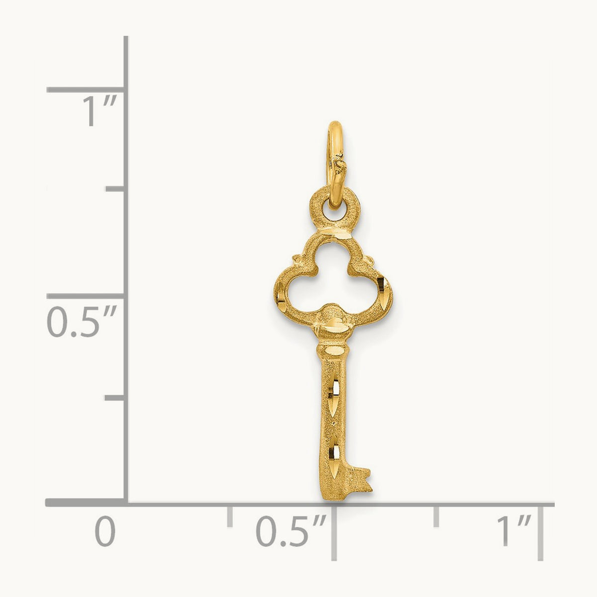 Polished Diamond-cut 3D Key Charm, 14K