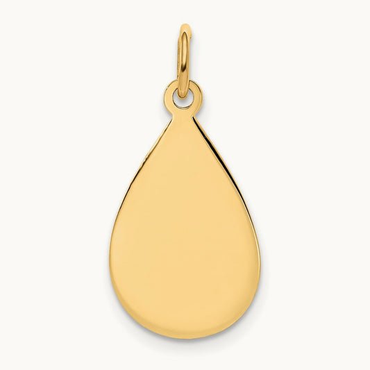 Plain .009 Gauge Engravable Raindrop Disc Charm — 23mm