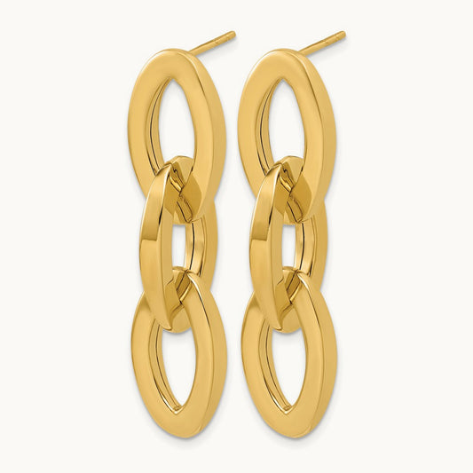 Polished Fancy Link Dangle Post Earrings — Leslie's — photo set