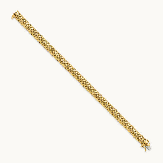 7.25in Polished Mesh Bracelet — 14K Yellow Gold, 6.75mm