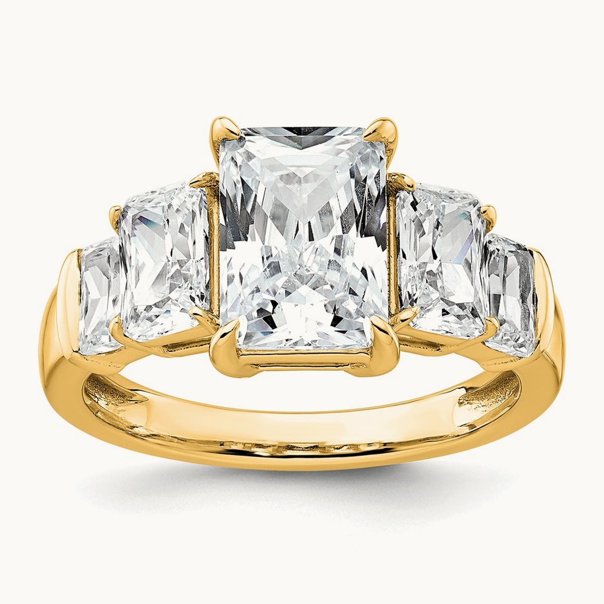 Emerald 3 Stone Engagement Ring, 3.50 ct tw Lab-Grown Diamond — 14K Yellow Gold