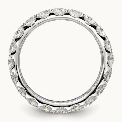 Polished U Shared Prong 3ct Diamond Eternity Band, 14K Gold in 14K White Gold