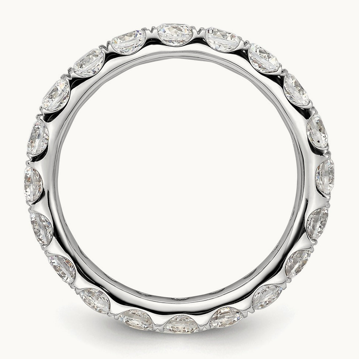Polished U Shared Prong 3ct Diamond Eternity Band, 14K Gold in 14K White Gold