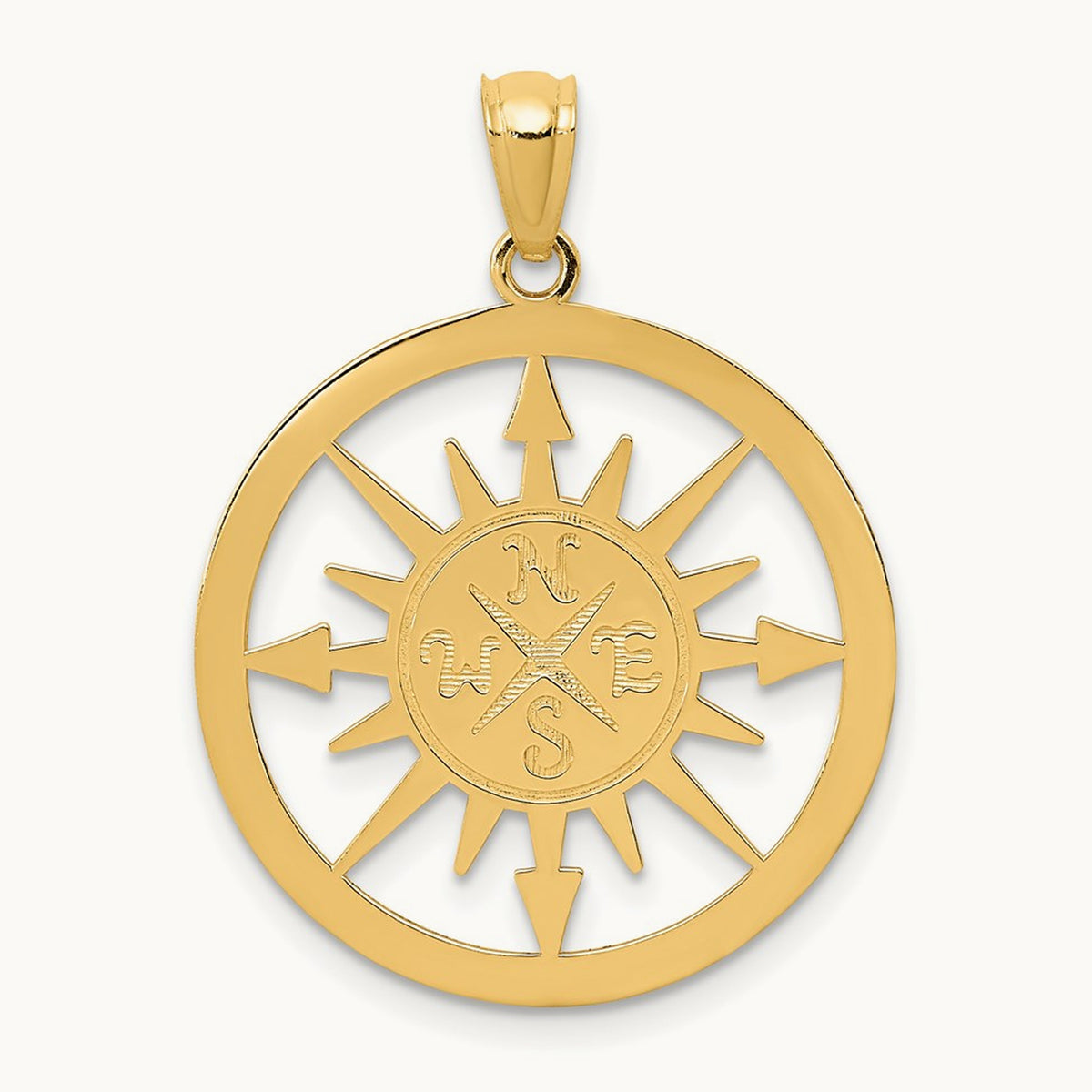 Satin / Polished Lost Without You Compass Pendant, 14K