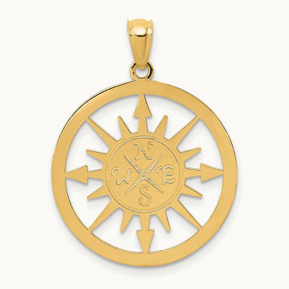 Satin / Polished Lost Without You Compass Pendant, 14K