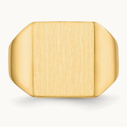 13.5x15. Closed Back Mens Signet Ring, 0mm, 14K