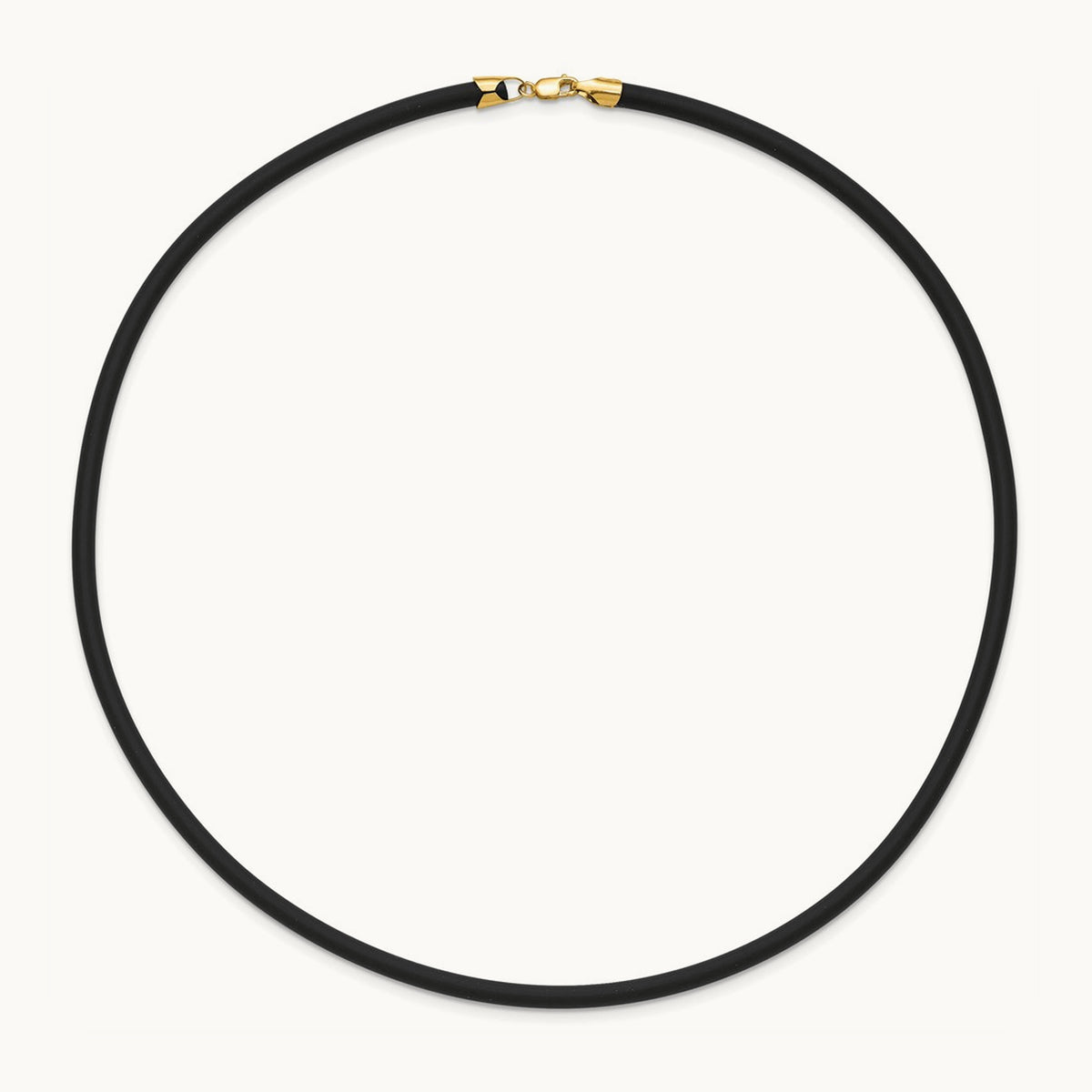 20in with Yellow Clasp Black Rubber Cord Necklace — 4mm