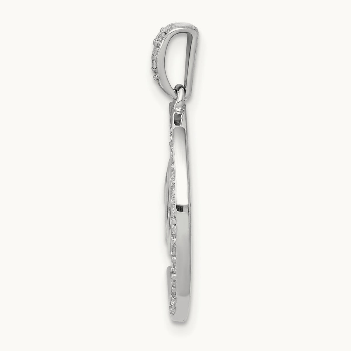 Diamond Allah, Star and Crescent Pendant, 14K White Gold