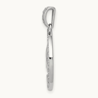 Diamond Allah, Star and Crescent Pendant, 14K White Gold