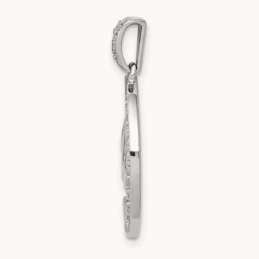 Diamond Allah, Star and Crescent Pendant, 14K White Gold
