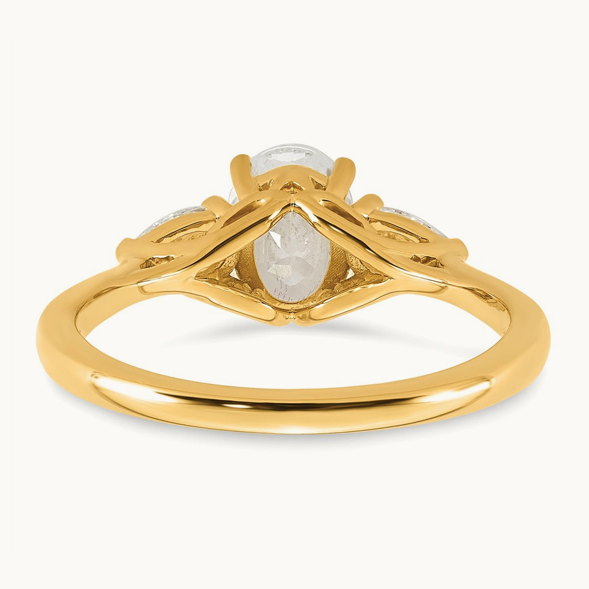 Oval/Pear 3 Stone Engagement Ring, 1.25-3.50 ct tw Lab-Grown Diamond — 1 3/8 ct, 14K Yellow Gold