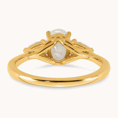 Oval/Pear 3 Stone Engagement Ring, 1.25-3.50 ct tw Lab-Grown Diamond — 1 3/8 ct, 14K Yellow Gold