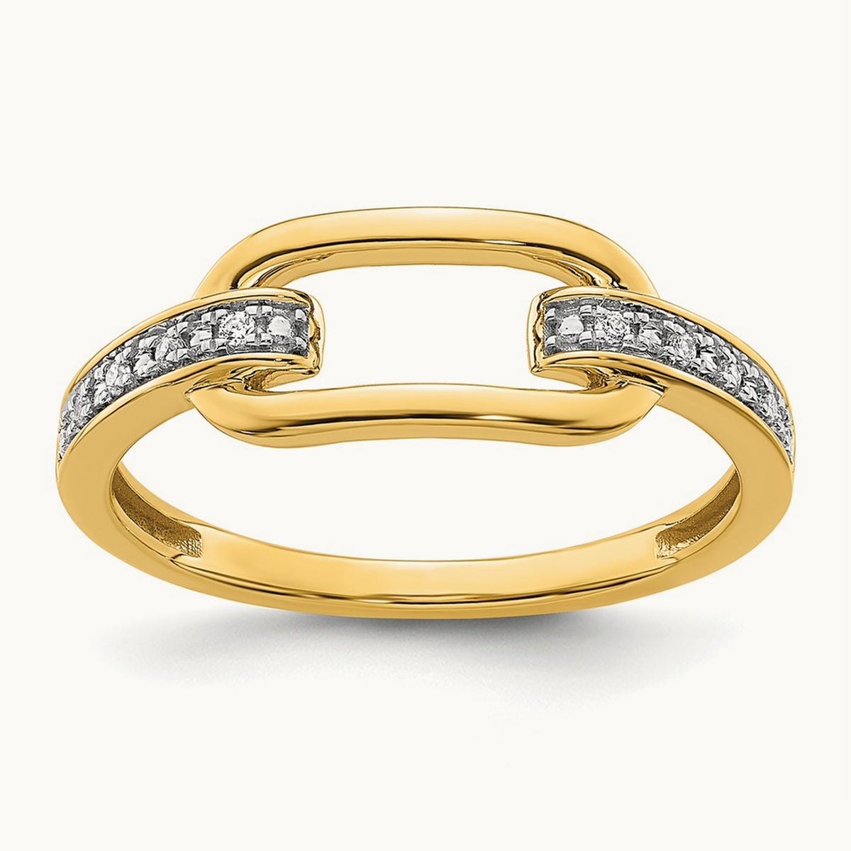 Polished Diamond Link Fashion Ring, 14K