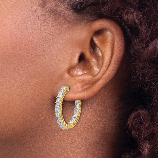 6 1/8 Princess in/Out Hoop Earrings, 6.00 ct tw Lab-Grown Diamond — 14K Yellow Gold