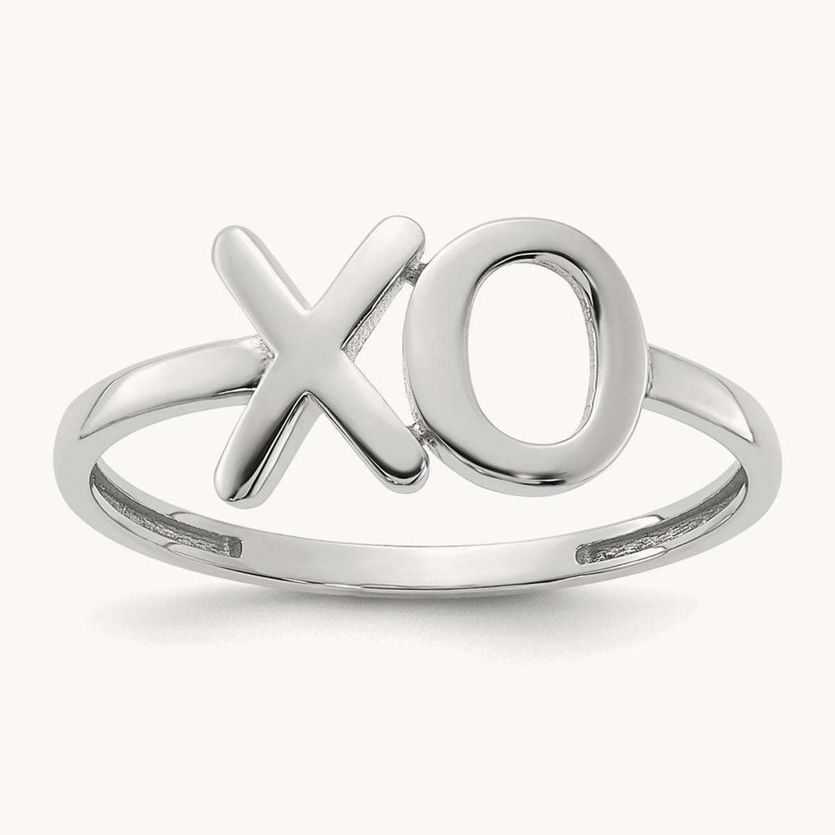 Polished X-O Ring — 14K White Gold