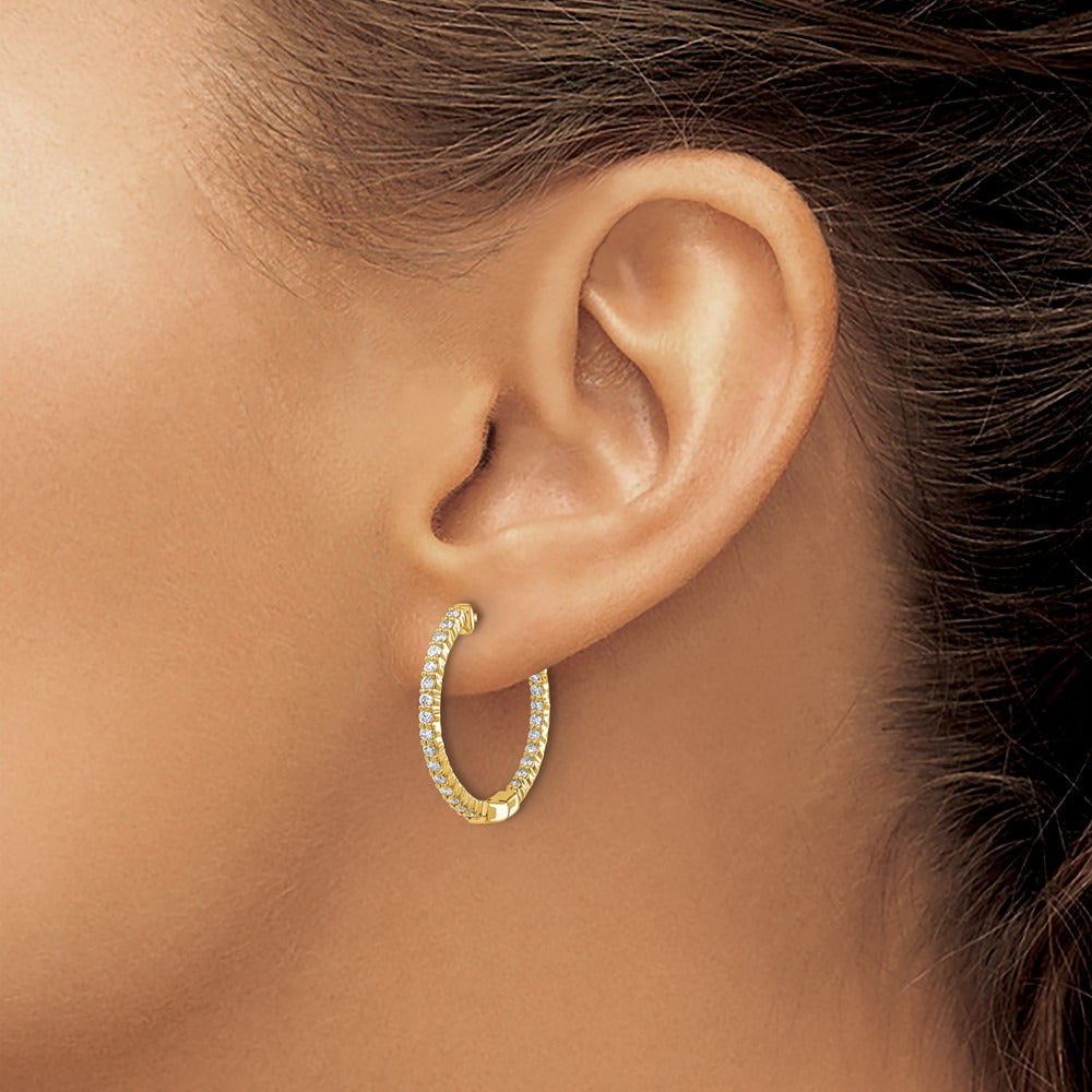 In/Out Hoop Earrings, 0.50 ct tw Lab-Grown Diamond — 14K Yellow Gold
