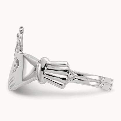 Polished Claddagh Ring, 14K White Gold