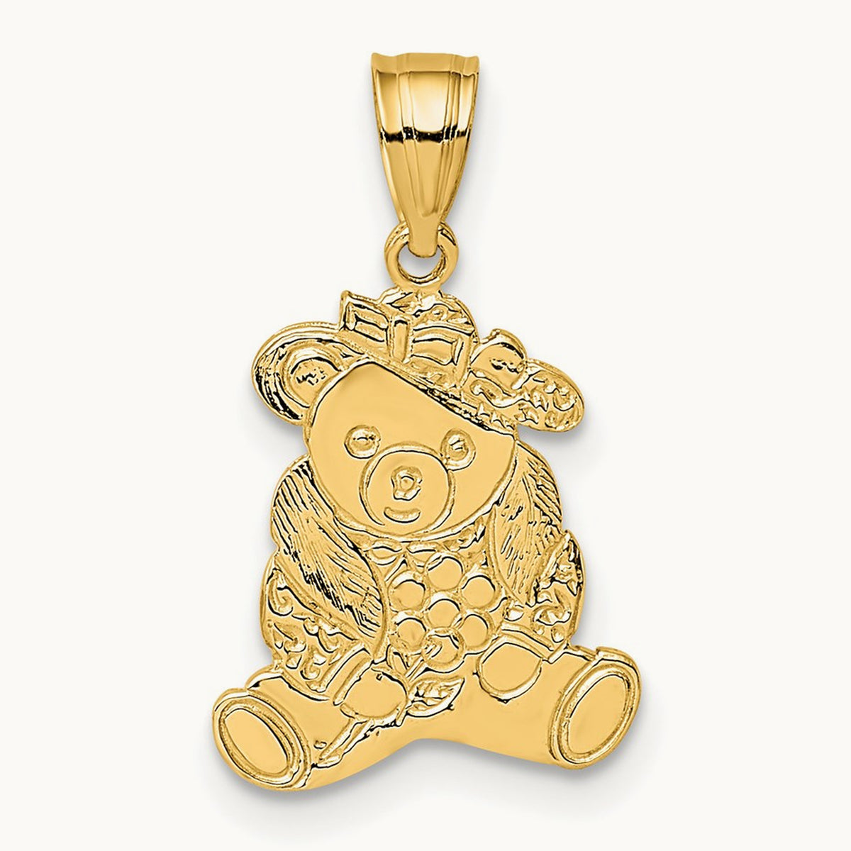 Dressed Up Teddy Bear Charm, 14K