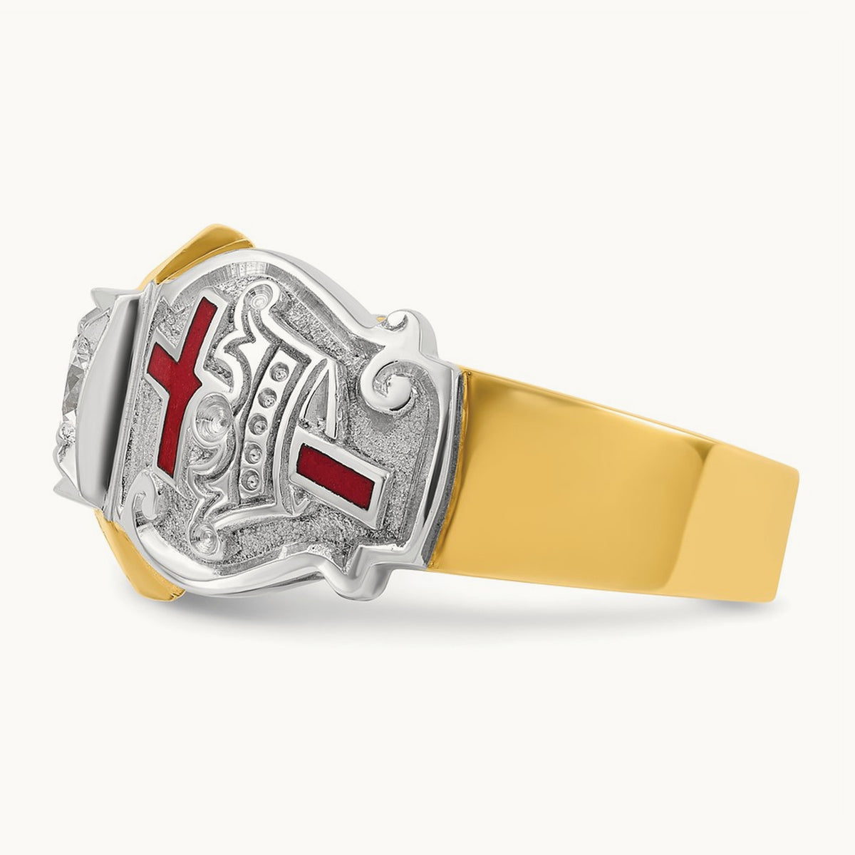 14ktt IBGoodman Men's Enameled & Dia Knights Templar Shriner's Ring
