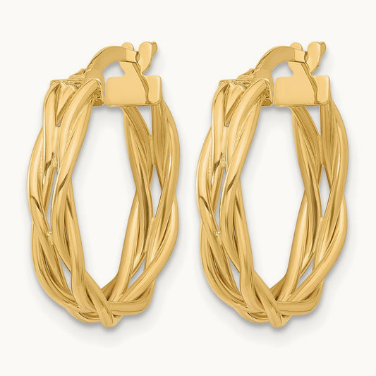 Polished Braided Hoop Earrings, 14K — Leslie's