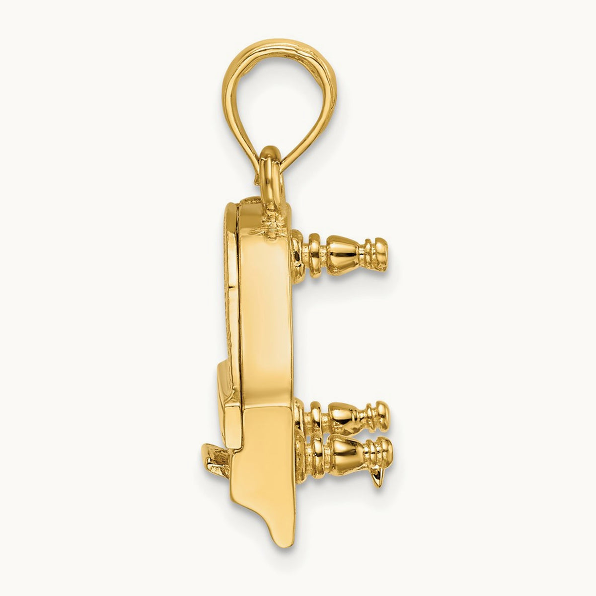 3-D Top Opens Grand Piano Charm — 14K White Gold