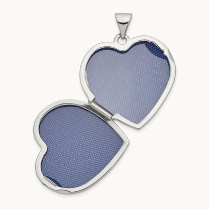 Polished Heart-Shaped Domed Locket, 14K White Gold