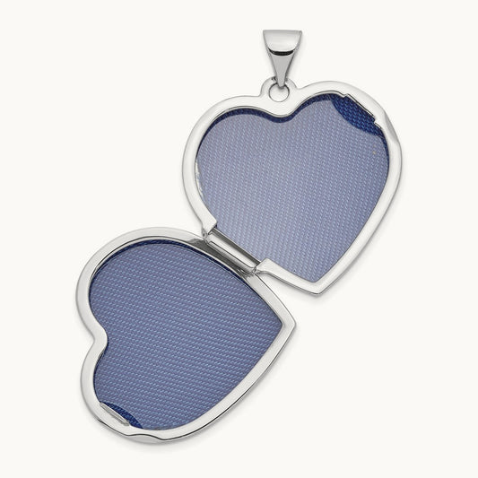 Polished Heart-Shaped Domed Locket, 14K White Gold