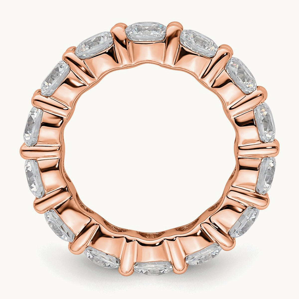 Polished Shared Prong Diamond Eternity Band, 4.00 ct tw — 14K Rose Gold
