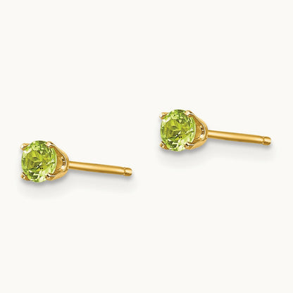 August/Peridot Post Earrings — 3mm