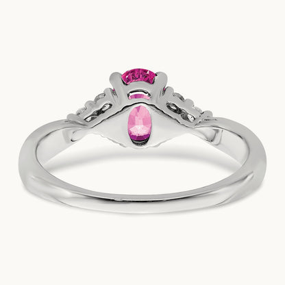 Created Pink Sapphire and Diamond Ring, 14K White Gold