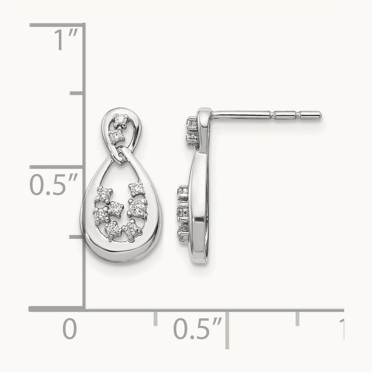 Diamond Post Earrings, 14K White Gold