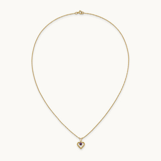 Madi K Amethyst Heart Birthstone Necklace, 3mm, 14K