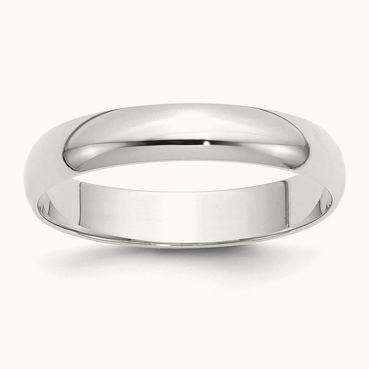 Lightweight Half Round Band, 4mm, 10K White Gold