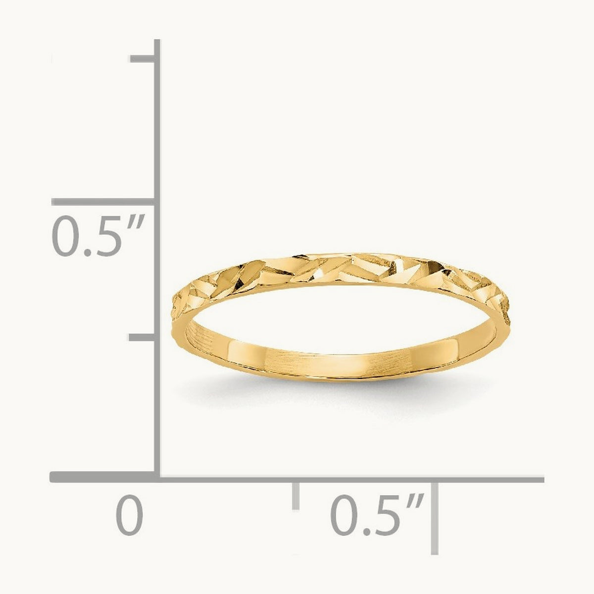 Diamond-cut Zig-Zag Design Band Childs Ring, 14K