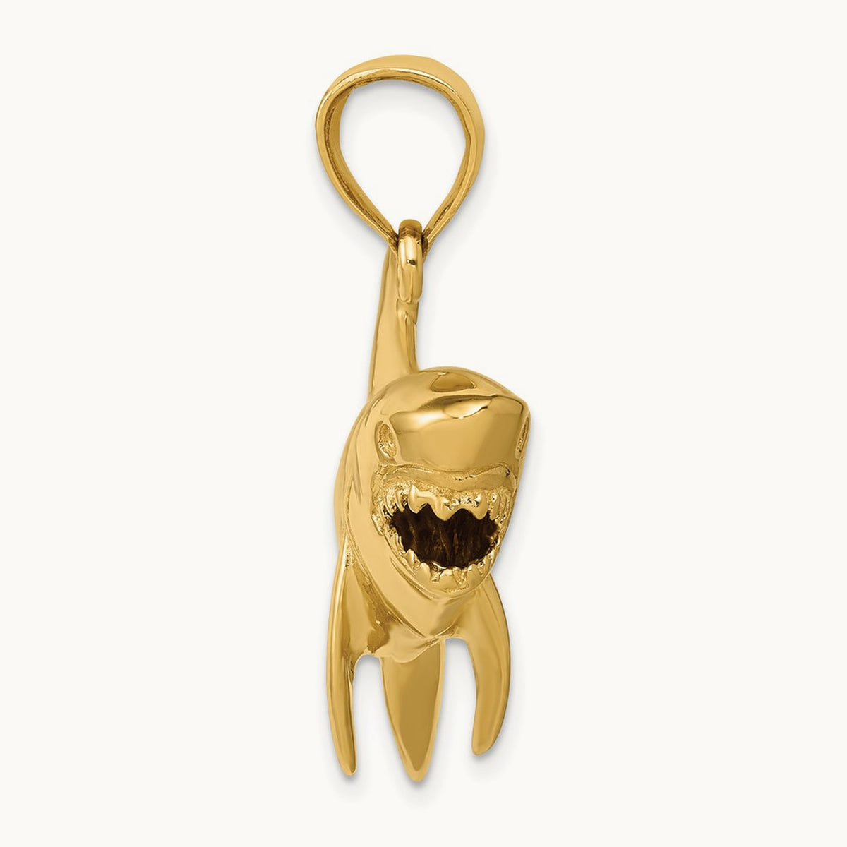 Polished 3-D Shark Pendant, 14K
