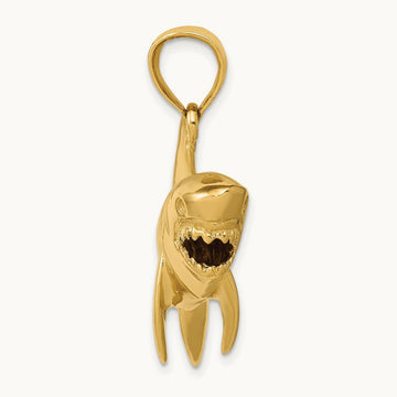 Polished 3-D Shark Pendant, 14K